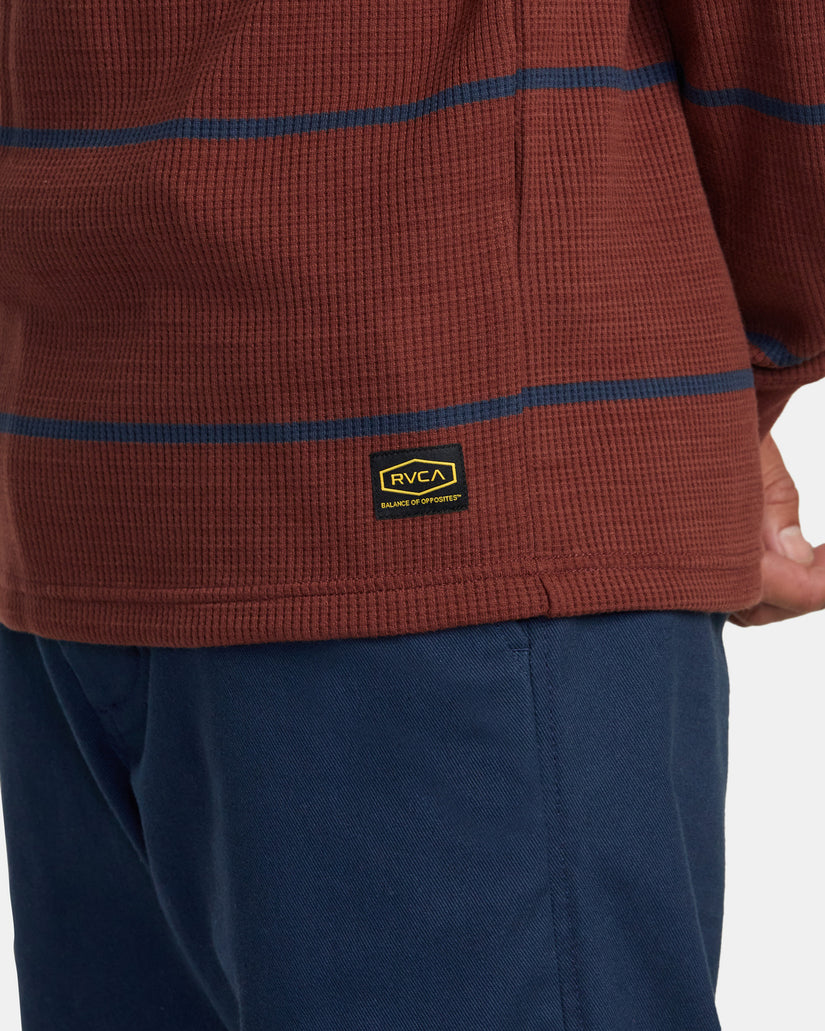 Dayshift Thermal Stripe Long Sleeve - Red Earth