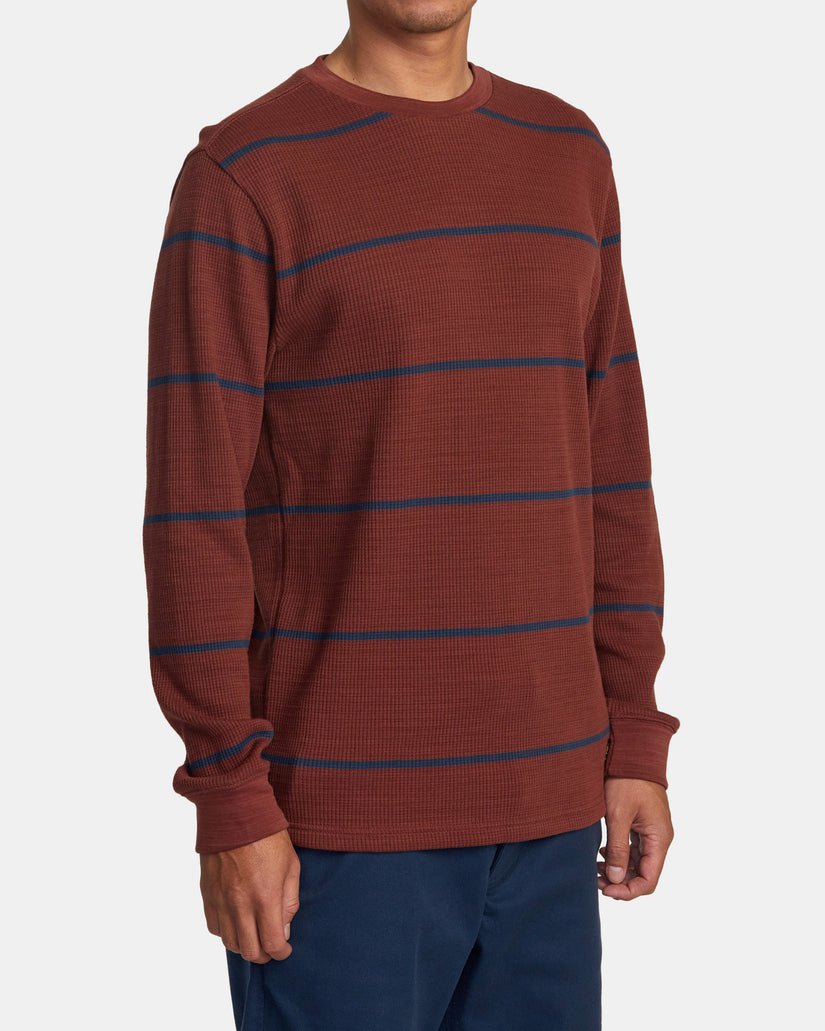 Dayshift Thermal Stripe Long Sleeve - Red Earth