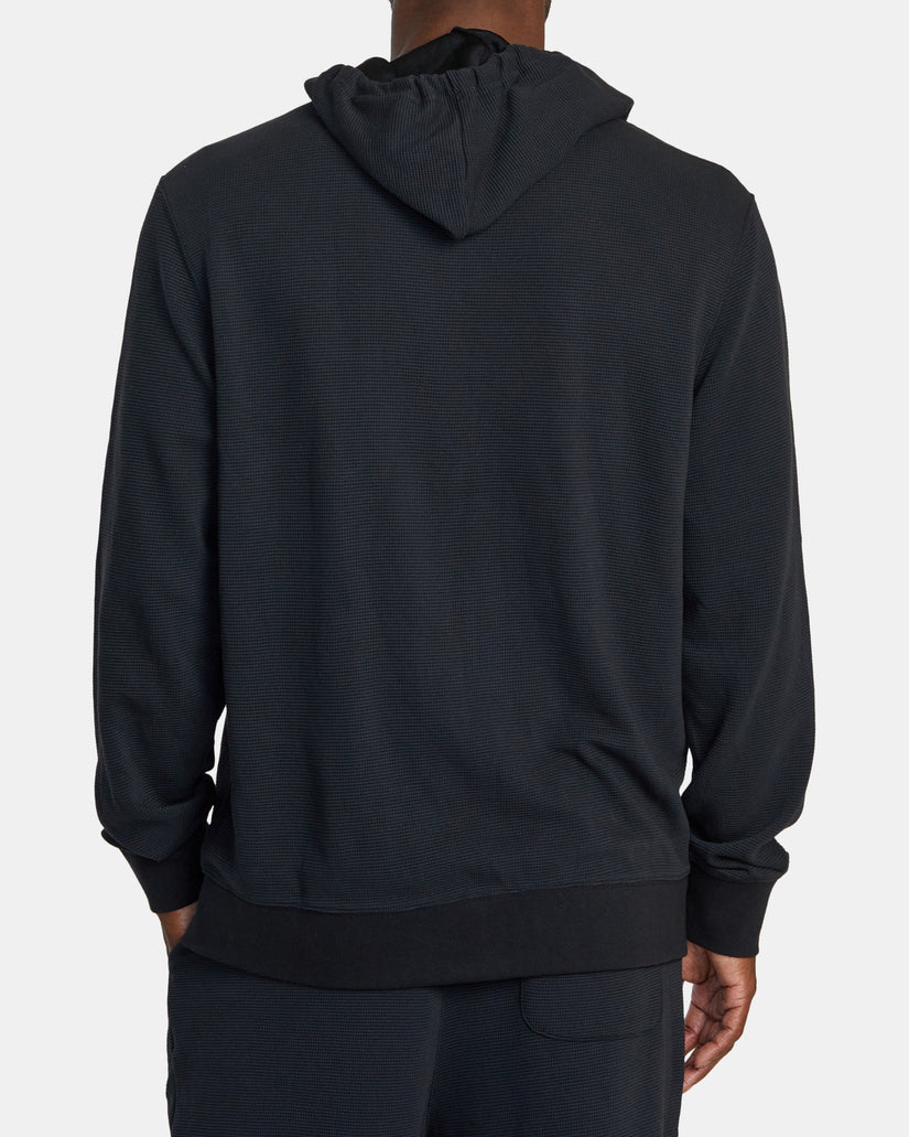 C-Able Waffle Knit Zip-Up Hoodie - Black