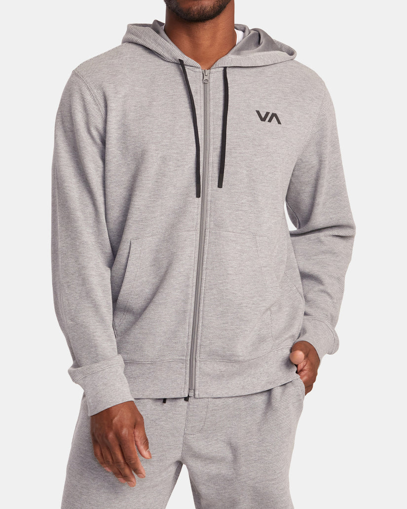 C-Able Waffle Knit Zip-Up Hoodie - Heather Grey