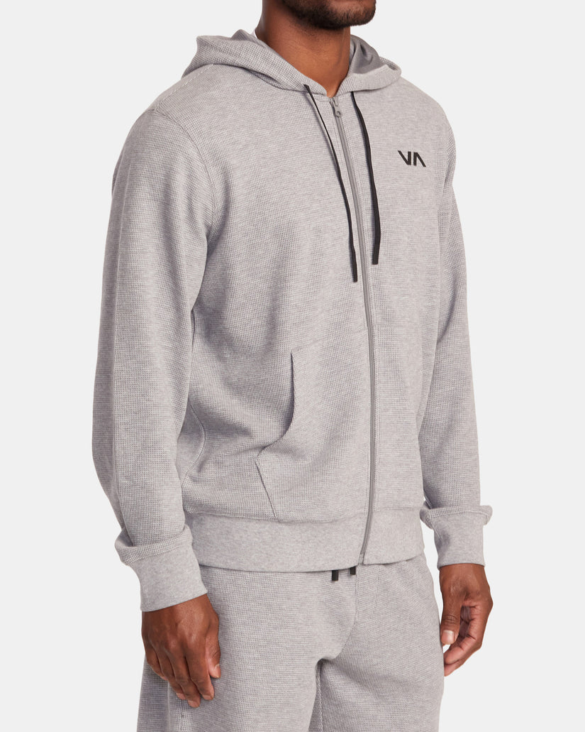 C-Able Waffle Knit Zip-Up Hoodie - Heather Grey
