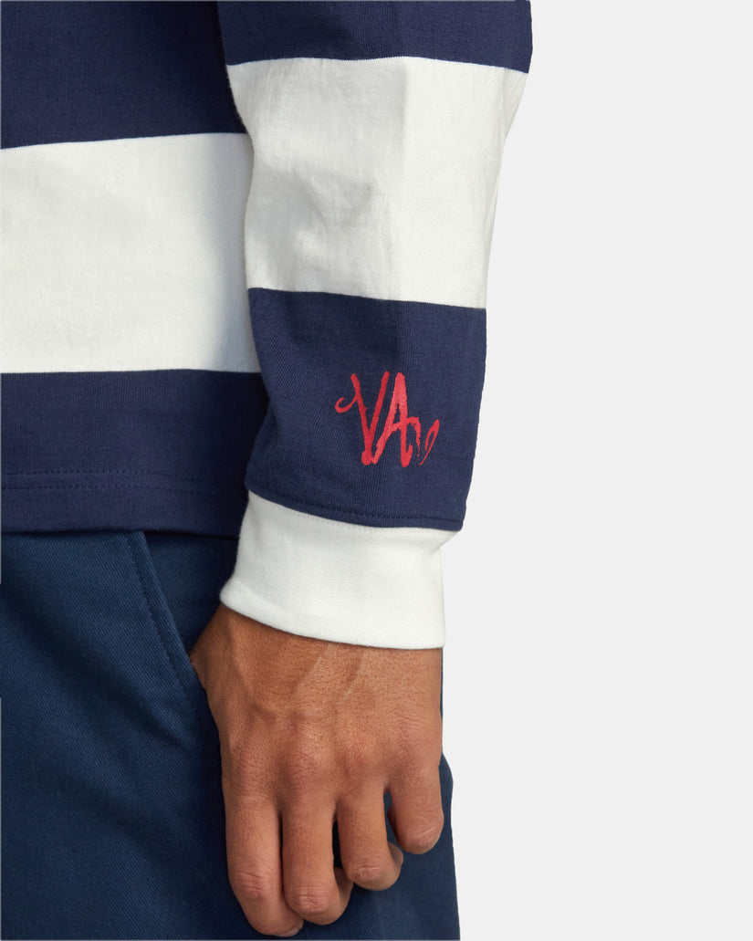 RVCA Long Sleeve Polo Shirt - Navy