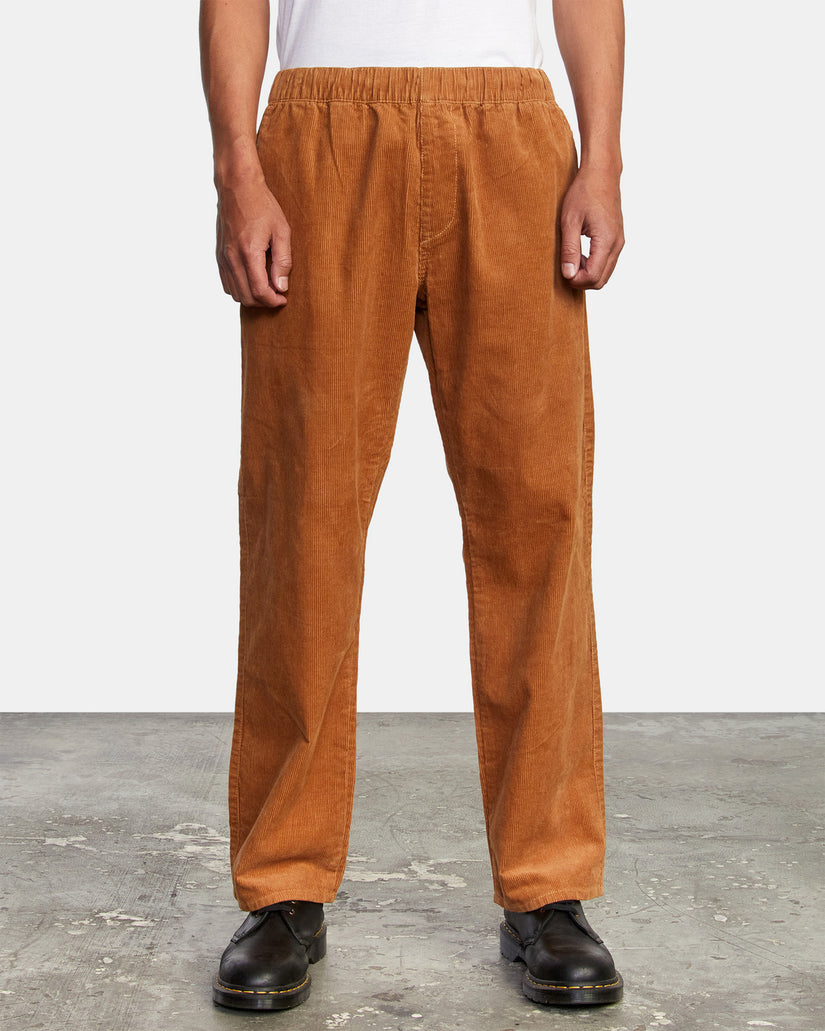 Americana Elastic Waist Cord Pants - Camel