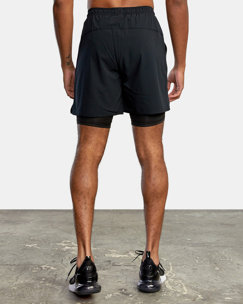 Yogger Train 2-In-1 Elastic Waist Workout Shorts 17" - Black Multi