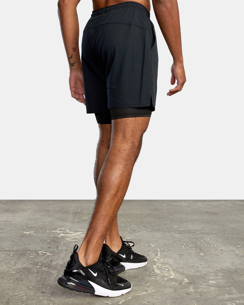 Yogger Train 2-In-1 Elastic Waist Workout Shorts 17" - Black Multi