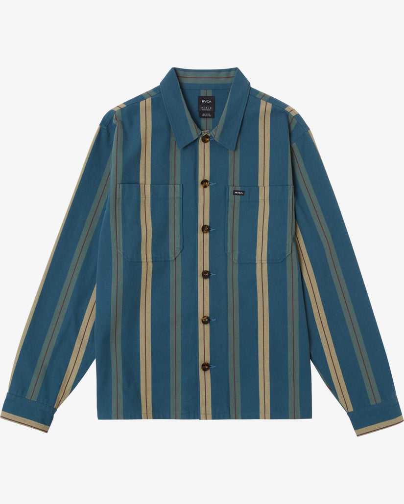 Americana Overshirt Long Sleeve Top - Duck Blue