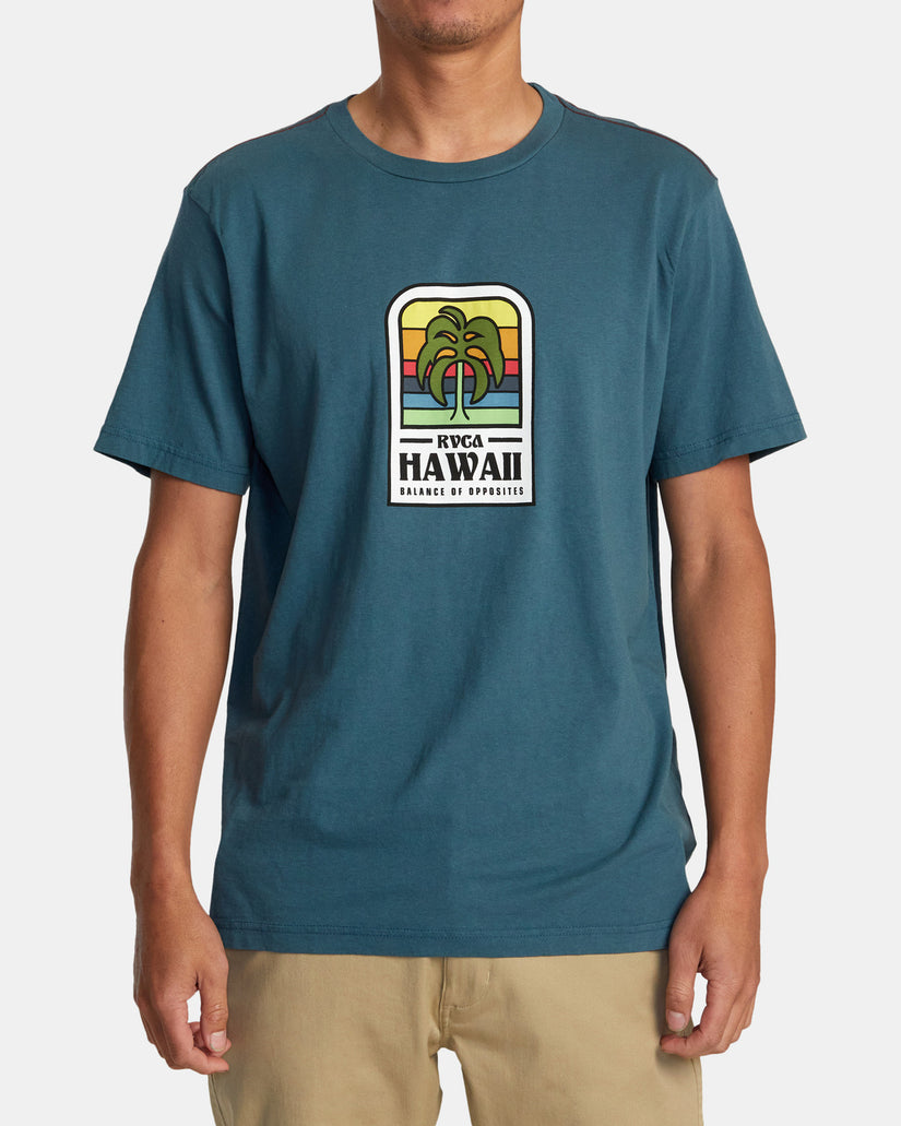 Hawaii Island Flora Tee - Duck Blue