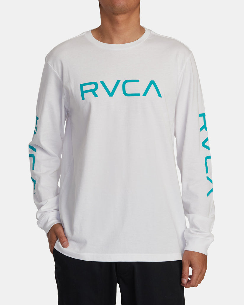 Big RVCA Long Sleeve Tee - White/Teal
