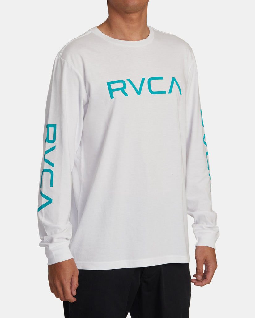 Big RVCA Long Sleeve Tee - White/Teal
