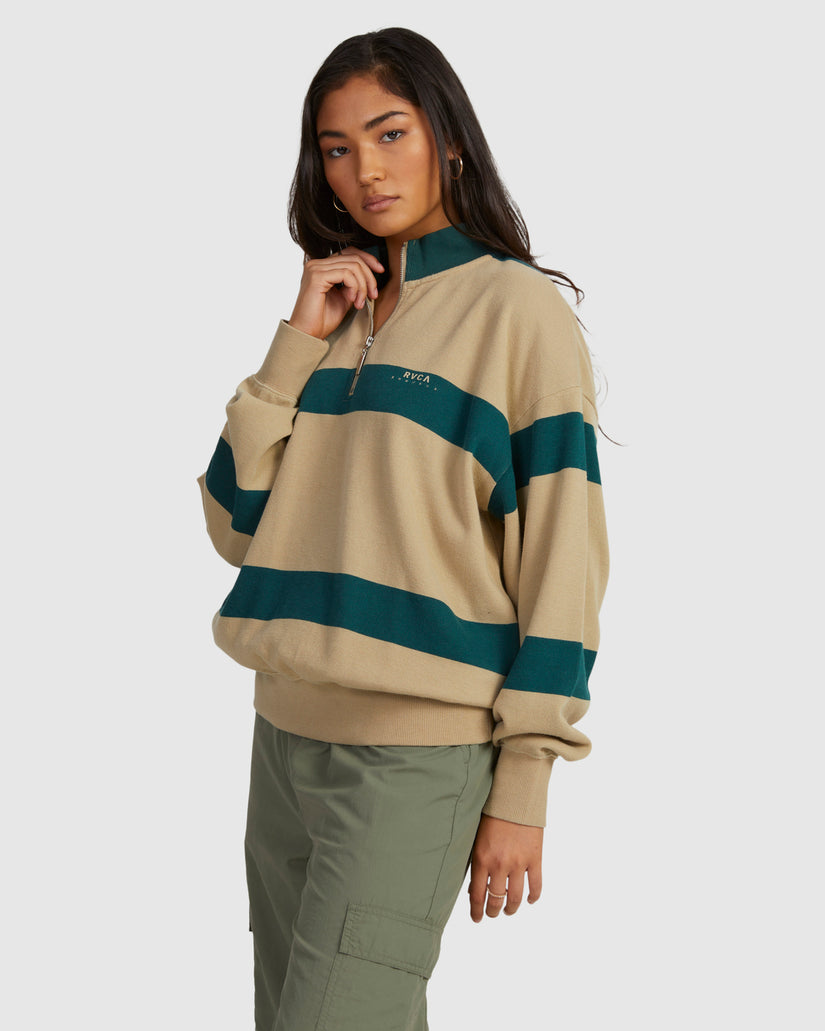 Haru 1/4 Zip Sweater Half-Zip Sweatshirt - Khaki