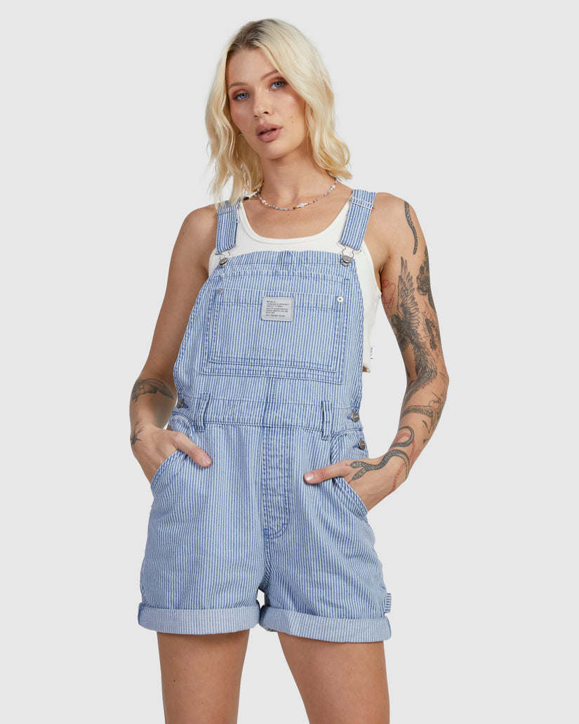 Sloucher Overall Dungaree Shorts - Coast