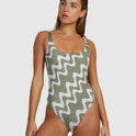 Waves Scooped One-Piece Swimsuit - Agave