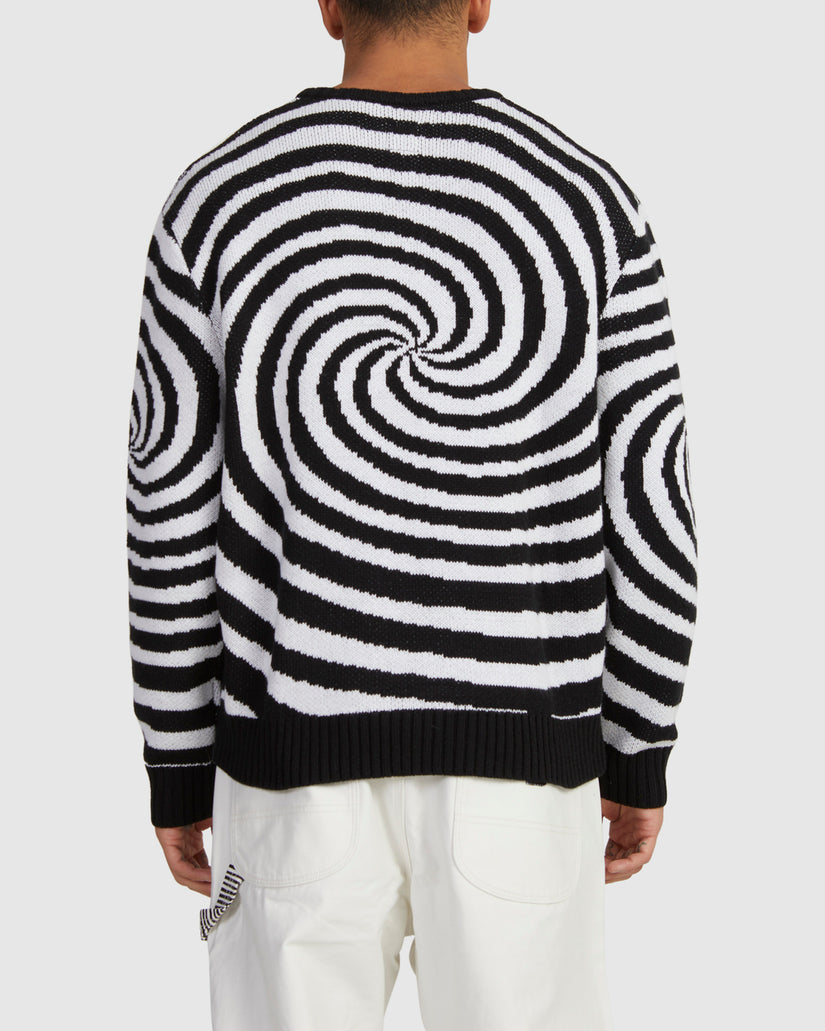 Spiral Crew Knit Crew Neck Sweater - Cloud