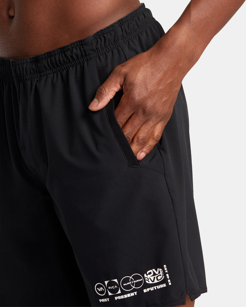 Yogger Stretch Elastic Waist Shorts 17" - All Black