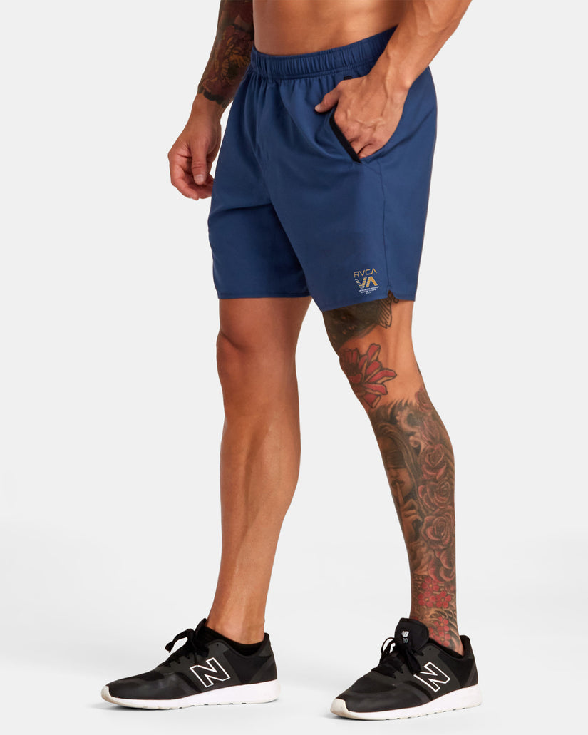 Yogger Stretch Elastic Waist Shorts 17" - Army Blue