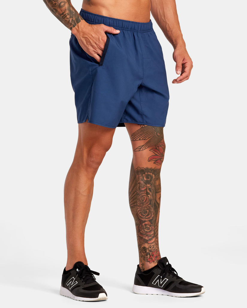 Yogger Stretch Elastic Waist Shorts 17" - Army Blue