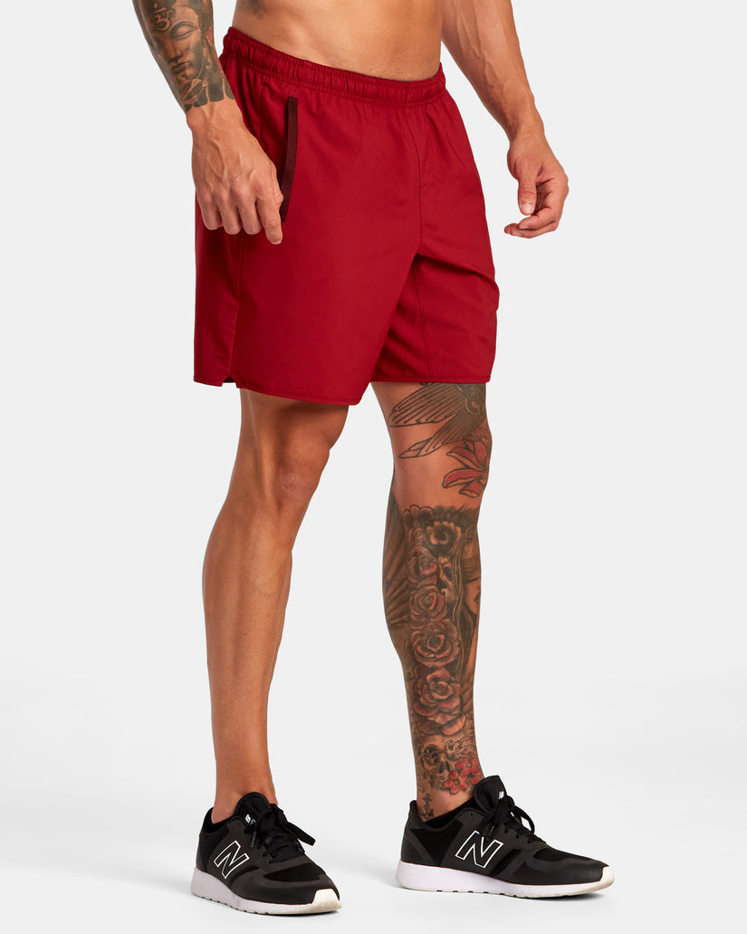 Yogger Stretch Elastic Waist Shorts 17" - Cardinal