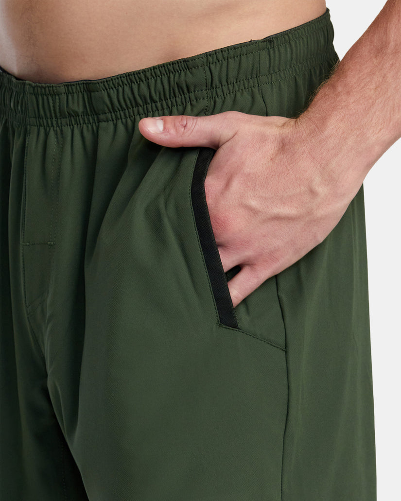 Yogger Stretch Elastic Waist Shorts 17" - Dark Olive