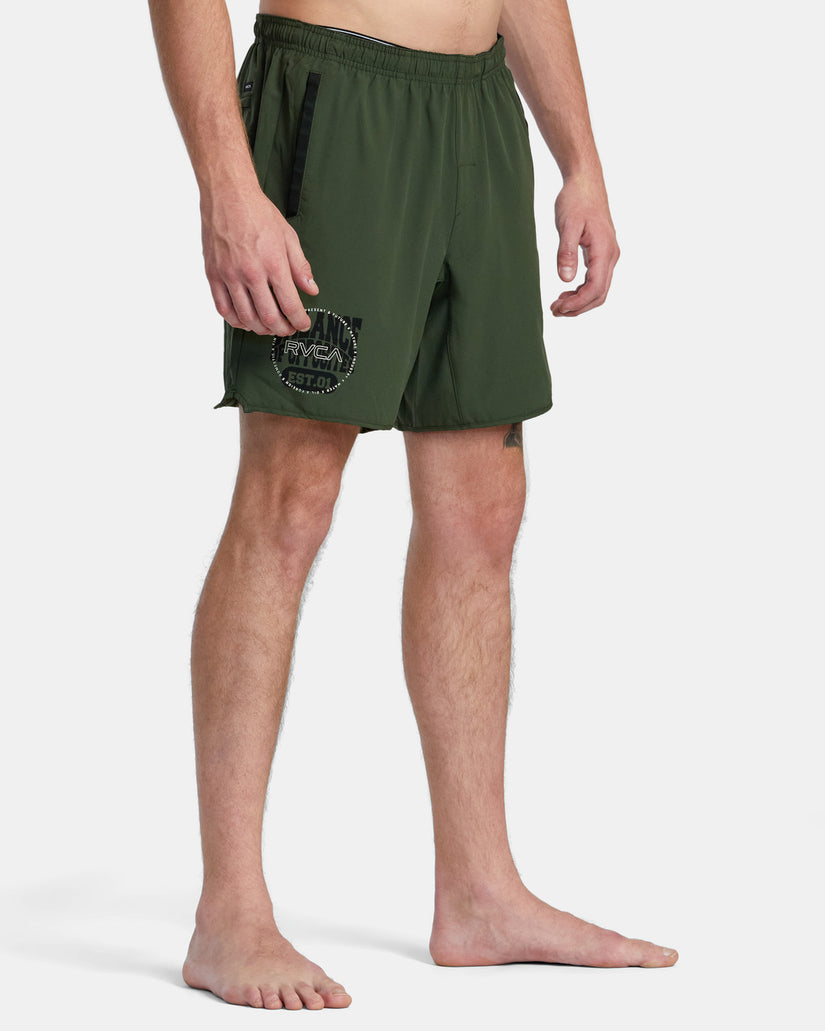 Yogger Stretch Elastic Waist Shorts 17" - Dark Olive