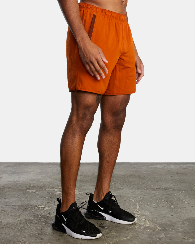 Yogger Stretch Elastic Waist Shorts 17" - Dark Amber