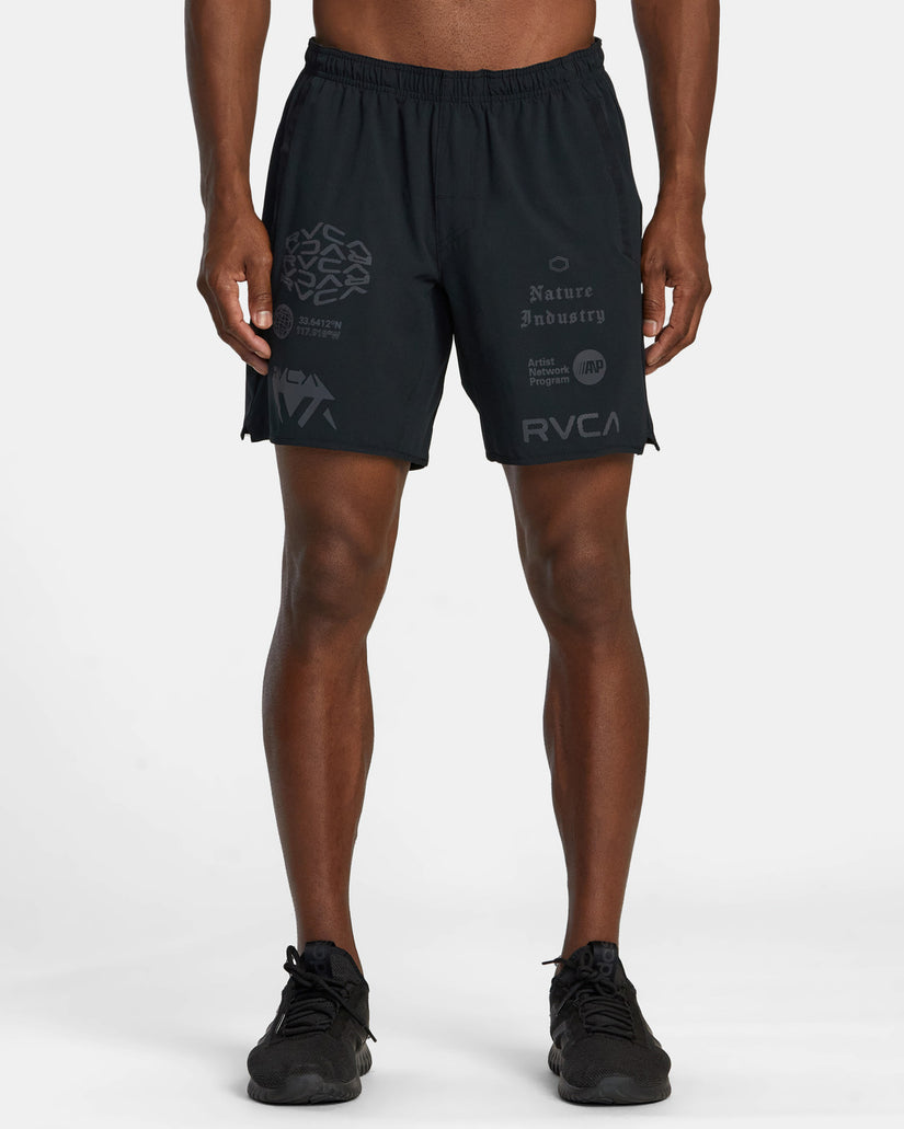 Yogger Stretch Elastic Waist Shorts 17" - Black All Brand 2