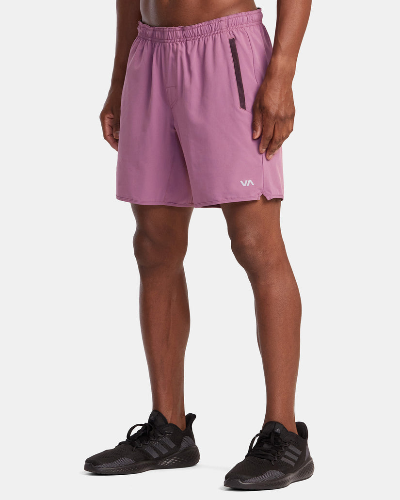 Yogger Stretch Elastic Waist Shorts 17" - Rose Shadow