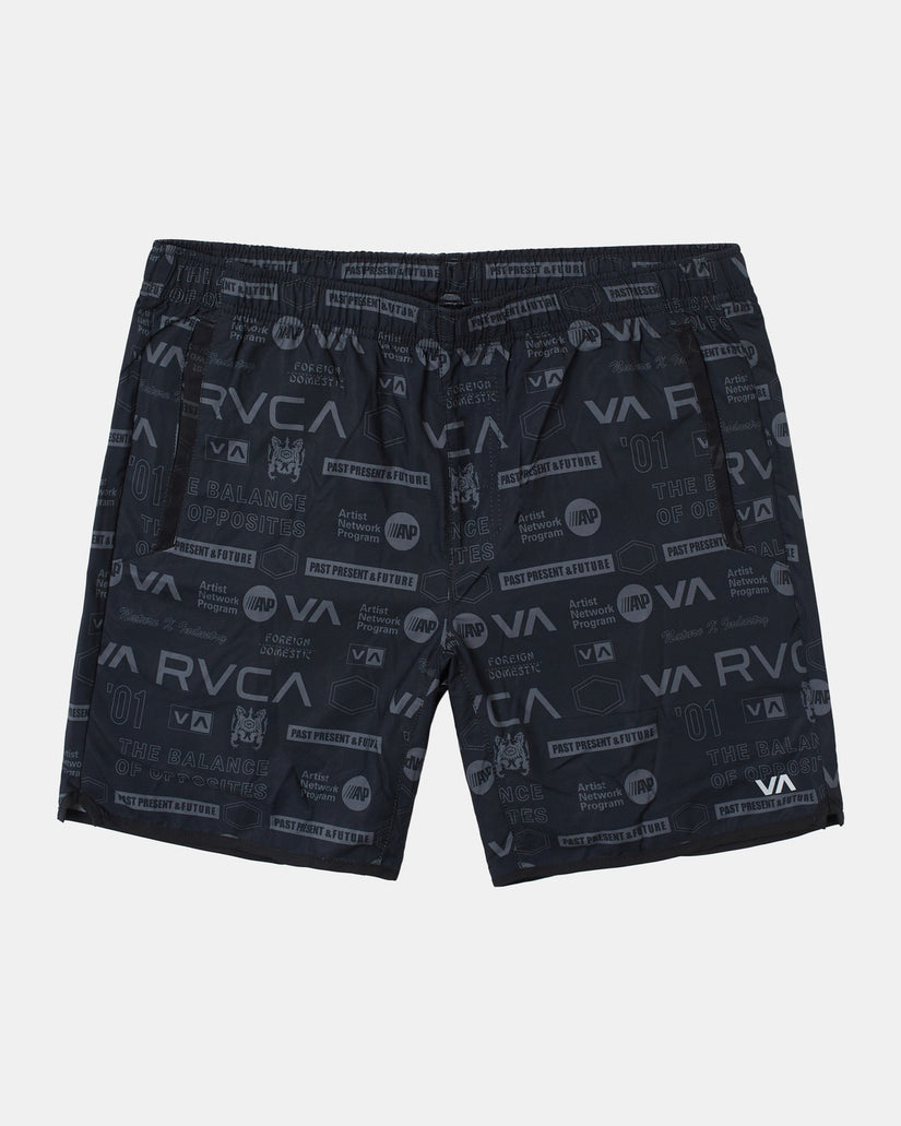 Yogger IV  Elastic Waist Shorts 17" - Black Brand All Over