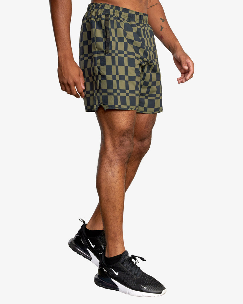 Yogger IV  Elastic Waist Shorts 17" - Grid Trip Olive